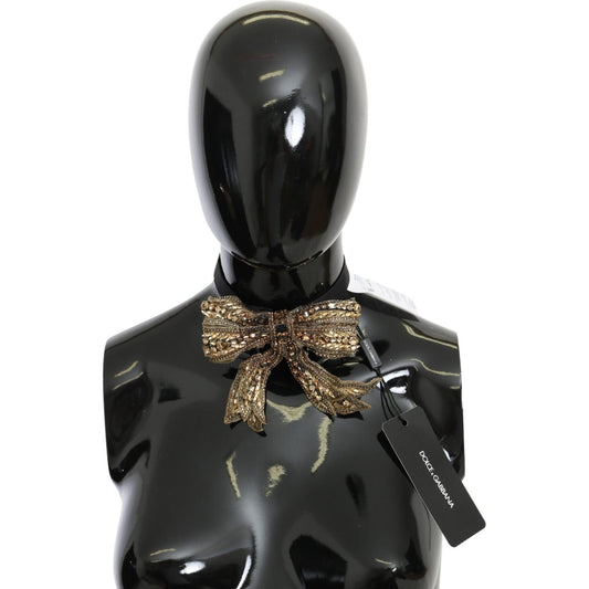 Dolce & Gabbana Elegant Silk Gold Bowtie - Dazzle in Style Necklace Dolce & Gabbana Dark Slate Gray