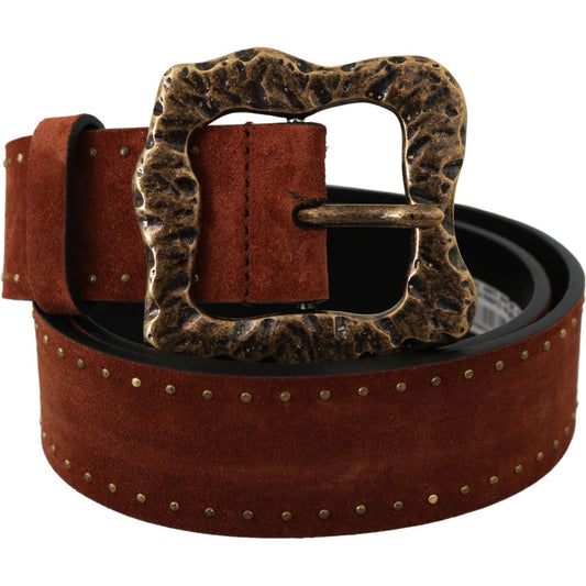 Dolce & Gabbana Elegant Suede Leather Belt with Gold Studs Dolce & Gabbana Black