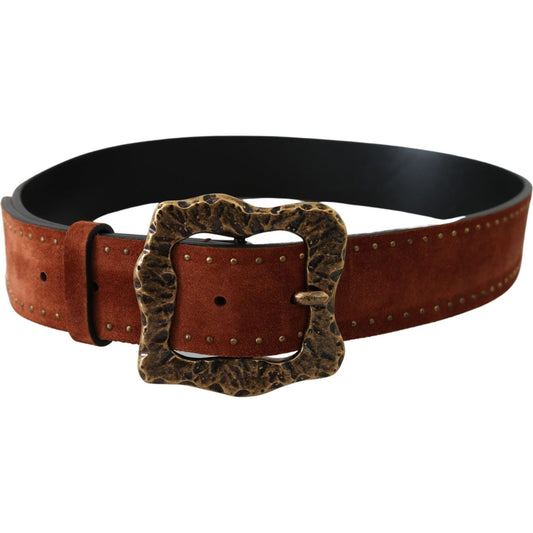Dolce & Gabbana Elegant Suede Leather Belt with Gold Studs Dolce & Gabbana Black