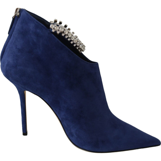 Jimmy Choo Pop Blue Crystal-Strap Heeled Boots Jimmy Choo Midnight Blue