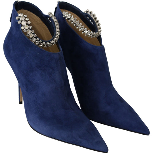 Jimmy Choo Pop Blue Crystal-Strap Heeled Boots Jimmy Choo Dark Slate Gray