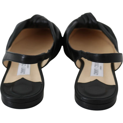 Jimmy Choo Elegant Pointed Toe Leather Flats Shoes