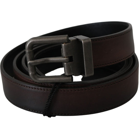 Dolce & Gabbana Elegant Leather Belt in Classic Brown Belt Dolce & Gabbana Black