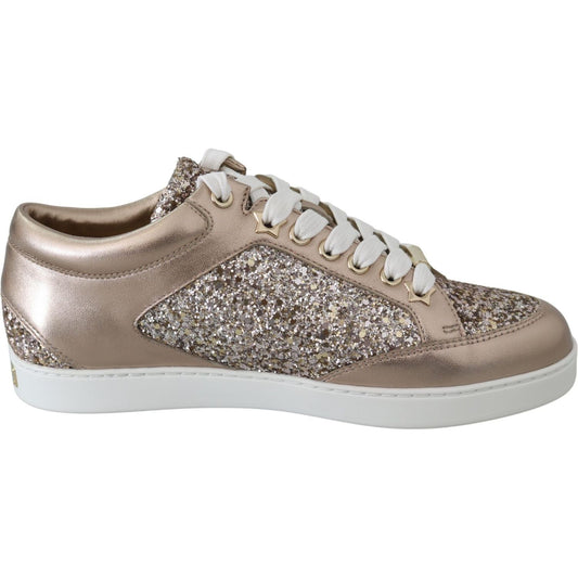 Jimmy Choo Ballet Pink Glitter Leather Sneakers Jimmy Choo Rosy Brown