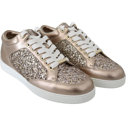 Jimmy Choo Ballet Pink Glitter Leather Sneakers Jimmy Choo Gray