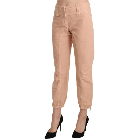 Ermanno Scervino Chic Beige Cropped Cotton Pants Jeans & Pants Ermanno Scervino Rosy Brown