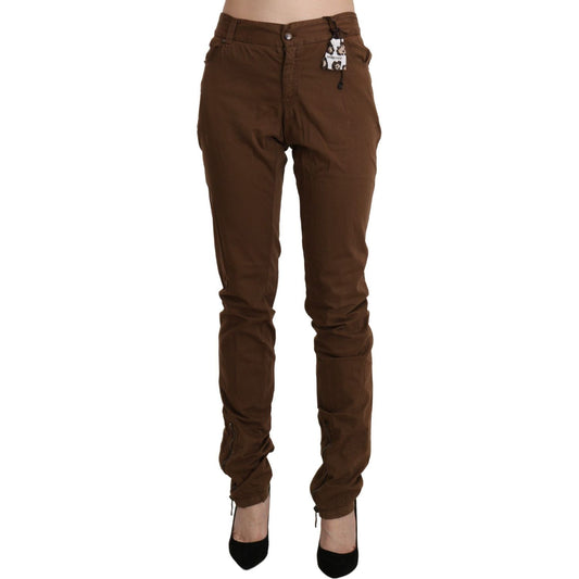 Ermanno Scervino Chic High Waist Skinny Cotton Trousers Ermanno Scervino Dark Slate Gray