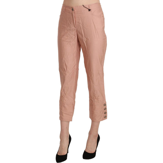 Ermanno Scervino Chic High Waist Cropped Cotton Trousers Ermanno Scervino Rosy Brown