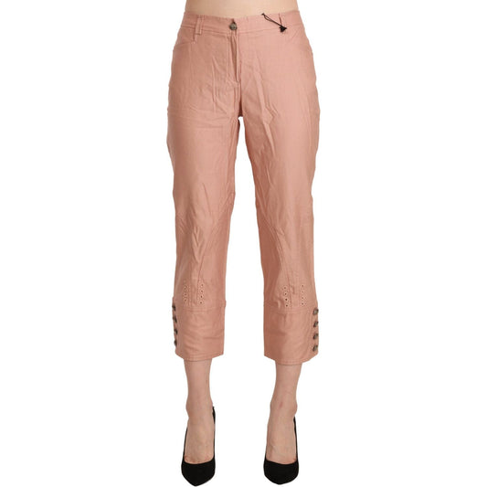 Ermanno Scervino Chic High Waist Cropped Cotton Trousers Ermanno Scervino Rosy Brown