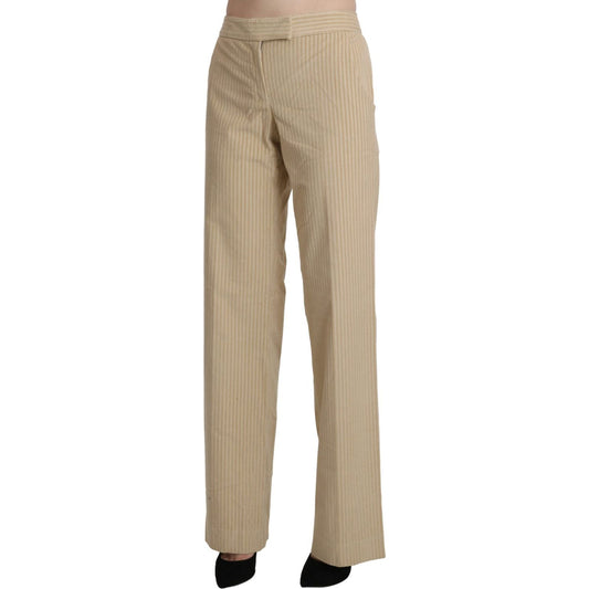 Ermanno Scervino Chic Beige High-Waist Wide Leg Pants Jeans & Pants Ermanno Scervino Rosy Brown
