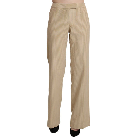 Ermanno Scervino Chic Beige High-Waist Wide Leg Pants Jeans & Pants Ermanno Scervino Rosy Brown