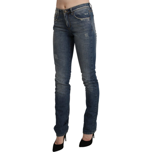 Ermanno Scervino Chic Mid Waist Skinny Denim in Blue Washed Ermanno Scervino Dark Slate Gray
