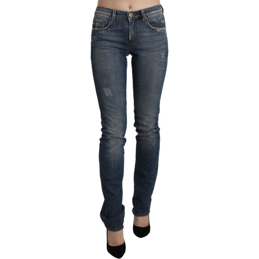Ermanno Scervino Chic Mid Waist Skinny Denim in Blue Washed Ermanno Scervino Dark Slate Gray