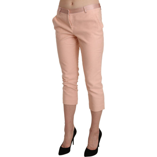 Ermanno Scervino Chic Pink Skinny Capri Pants Ermanno Scervino Rosy Brown