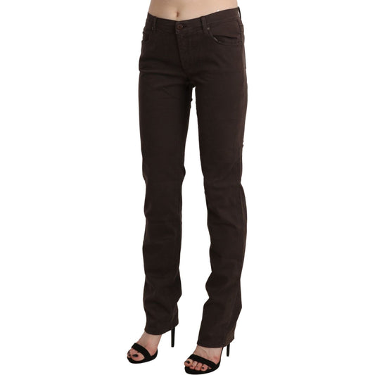Ermanno Scervino Chic Brown Mid Waist Skinny Trousers Ermanno Scervino Black