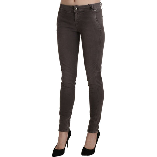 Ermanno Scervino Chic Brown Low Waist Skinny Trousers Ermanno Scervino Dark Slate Gray