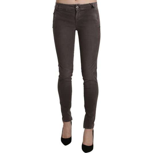 Ermanno Scervino Chic Brown Low Waist Skinny Trousers Ermanno Scervino Dark Slate Gray