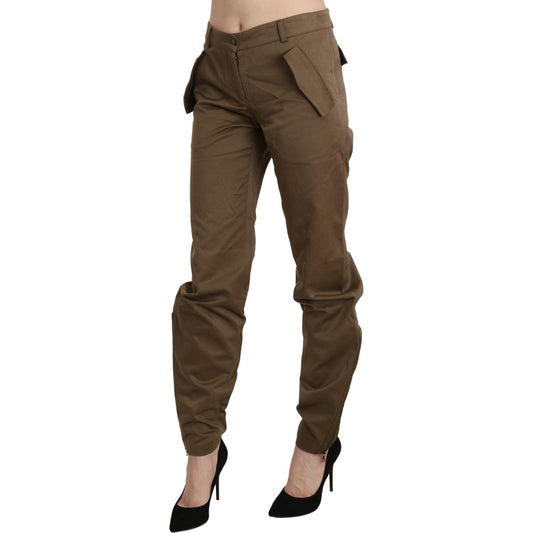Ermanno Scervino Chic Brown Mid Waist Straight Trousers Ermanno Scervino Dark Olive Green