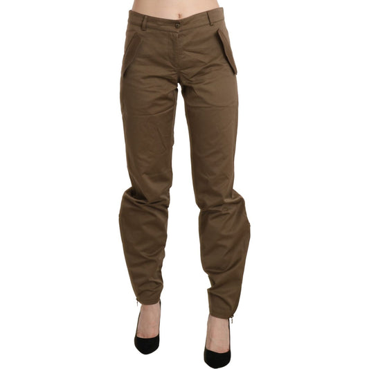 Ermanno Scervino Chic Brown Mid Waist Straight Trousers Ermanno Scervino Dark Olive Green
