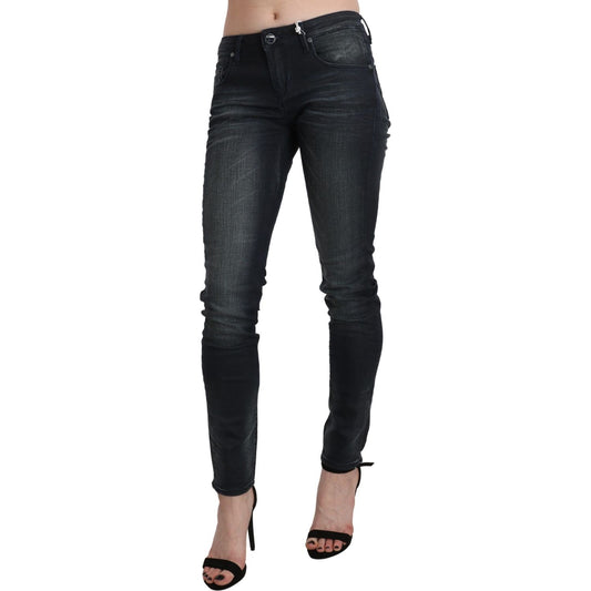 Acht Chic Blue Washed Skinny Denim Jeans Acht Dark Slate Gray