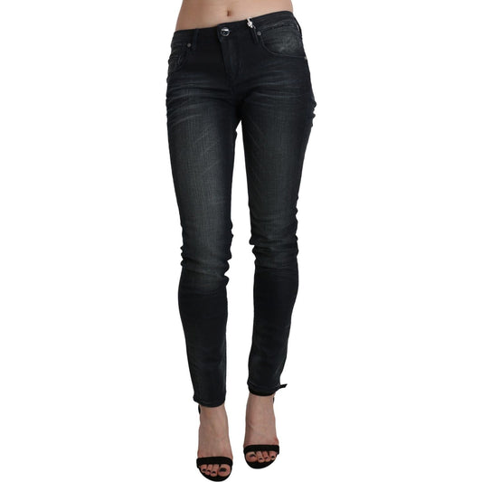 Acht Chic Blue Washed Skinny Denim Jeans Acht Black