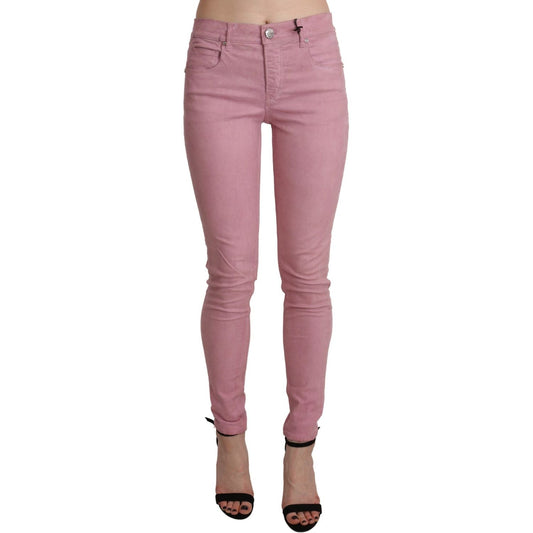Acht Chic Pink Mid Waist Skinny Jeans Acht Rosy Brown