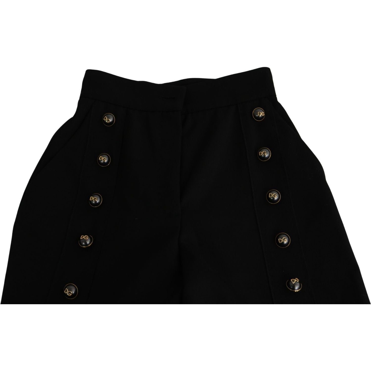 Dolce & Gabbana Black Wide Wool Leg Cropped Trouser Pant
