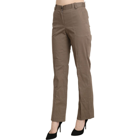 BENCIVENGA Elegant High Waist Straight Pants in Brown BENCIVENGA Dim Gray