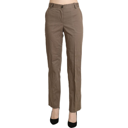 BENCIVENGA Elegant High Waist Straight Pants in Brown BENCIVENGA Dim Gray