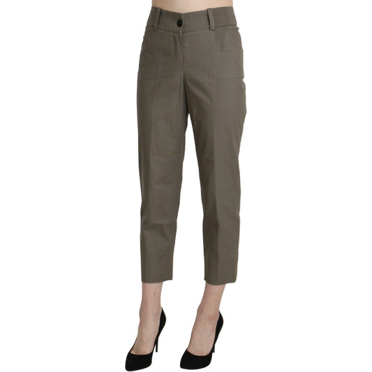 BENCIVENGA Elegant High Waist Cropped Pants in Gray BENCIVENGA Dark Olive Green