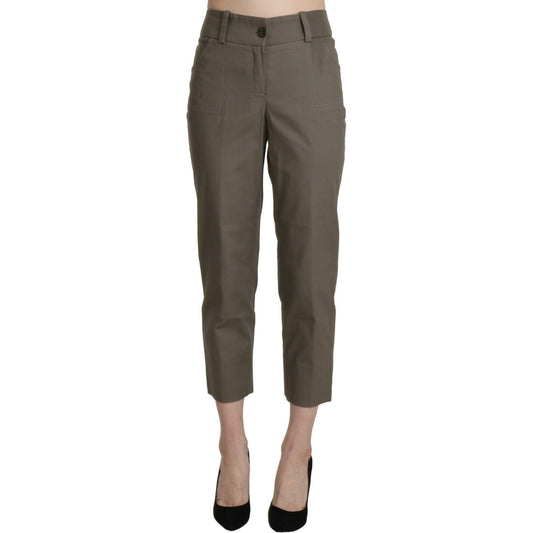 BENCIVENGA Elegant High Waist Cropped Pants in Gray BENCIVENGA Dark Olive Green