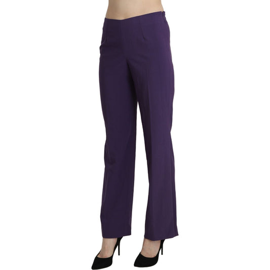 BENCIVENGA Elegant High Waist Violet Straight Pants BENCIVENGA Dark Slate Gray