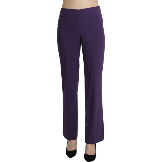 BENCIVENGA Elegant High Waist Violet Straight Pants BENCIVENGA Dark Slate Gray