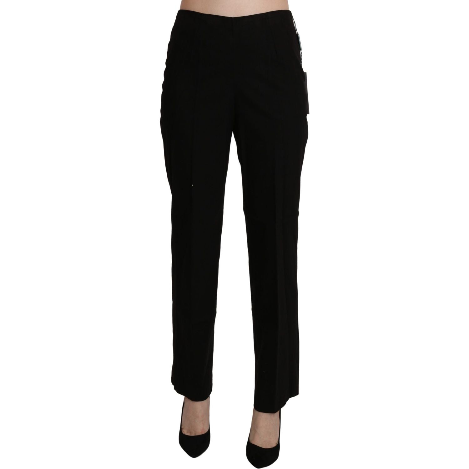 BENCIVENGA Black High Waist Straight Dress Trouser Pant