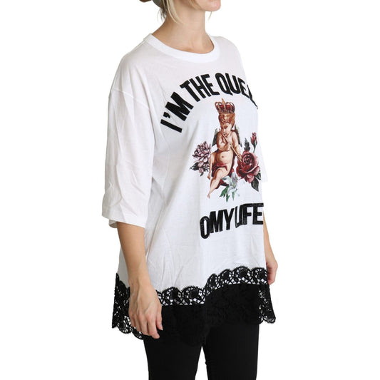 Dolce & Gabbana Elegant White Cotton Blend T-Shirt Dolce & Gabbana Black