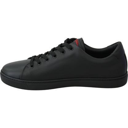 Dolce & Gabbana Black Leather Love Heart Sneakers Womens Shoes