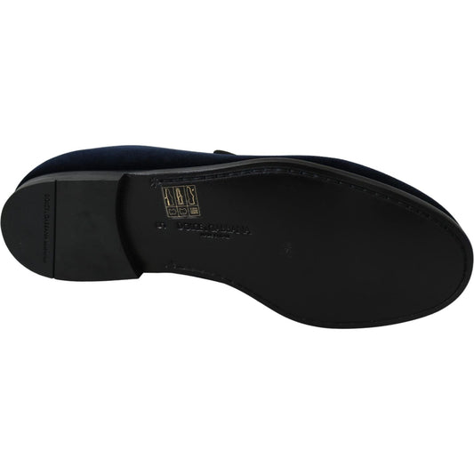 Dolce & Gabbana Elegant Blue Embroidered Loafers Dolce & Gabbana Black