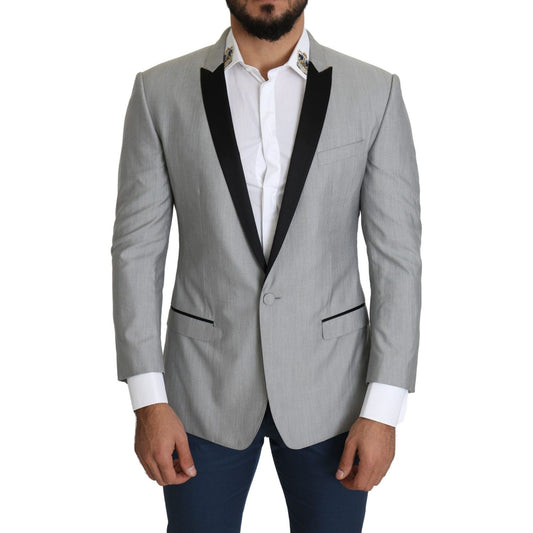 Dolce & Gabbana Elegant Silk Blend Light Gray Blazer Dolce & Gabbana Light Slate Gray
