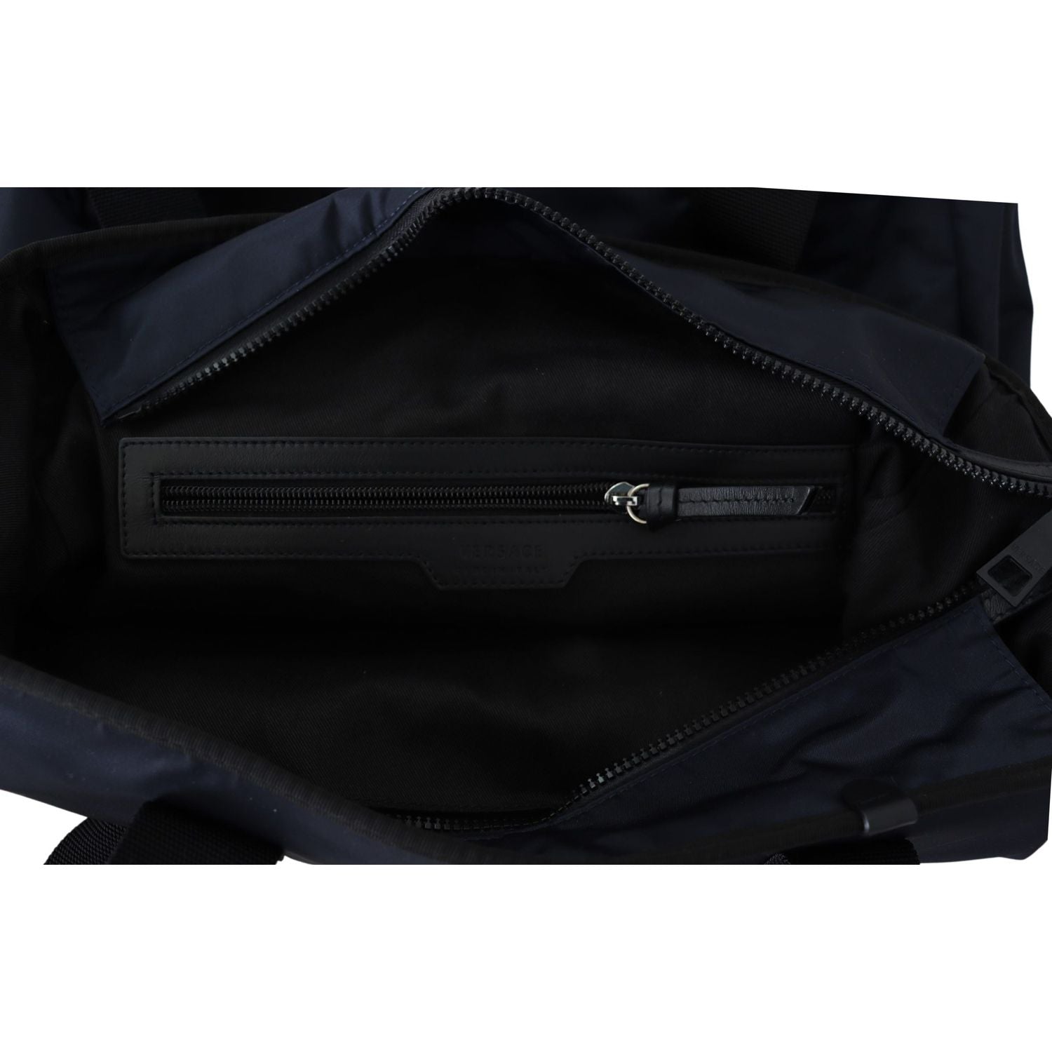 Versace Elegant Blue Nylon Tote Bag