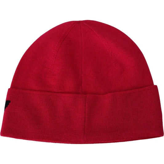 Givenchy Elegant Wool Beanie with Signature Contrast Logo Beanie Hat Givenchy Dark Red