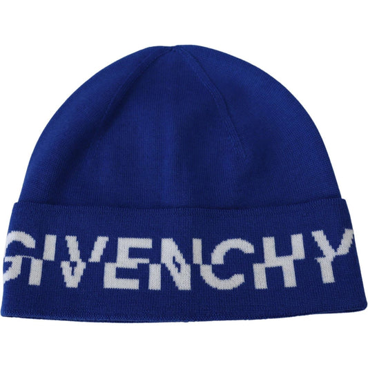 Givenchy Chic Unisex Cobalt Wool Beanie with Logo Detail Beanie Hat Givenchy Midnight Blue