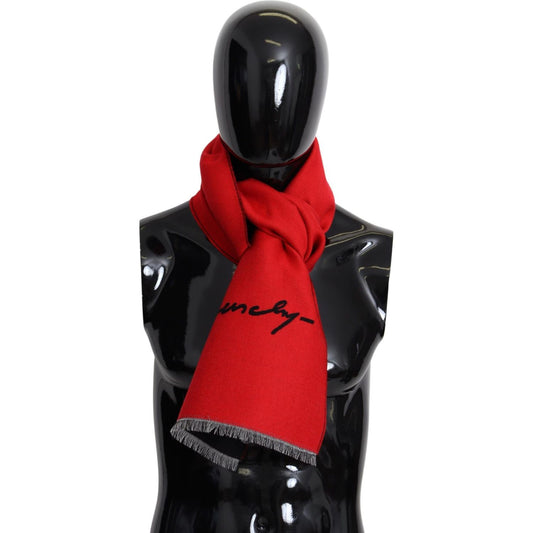 Givenchy Elegant Red Wool Blend Unisex Scarf Wool Wrap Shawl Scarf Givenchy Firebrick