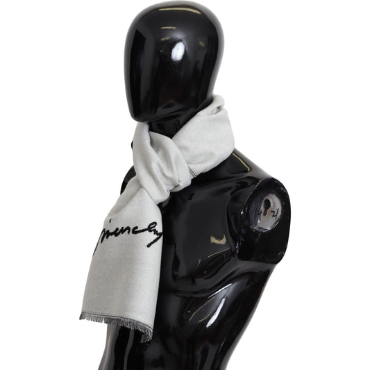 Givenchy Elegant Monochrome Wool-Silk Blend Scarf Wool Wrap Shawls Givenchy Black