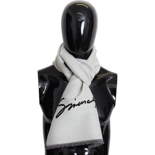 Givenchy Elegant Monochrome Wool-Silk Blend Scarf Wool Wrap Shawls Givenchy Dark Slate Gray
