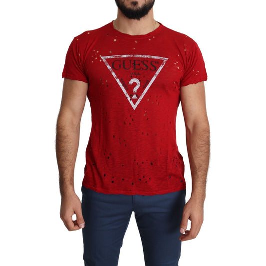 Guess Radiant Red Cotton Tee Perfect For Everyday Style Guess Brown