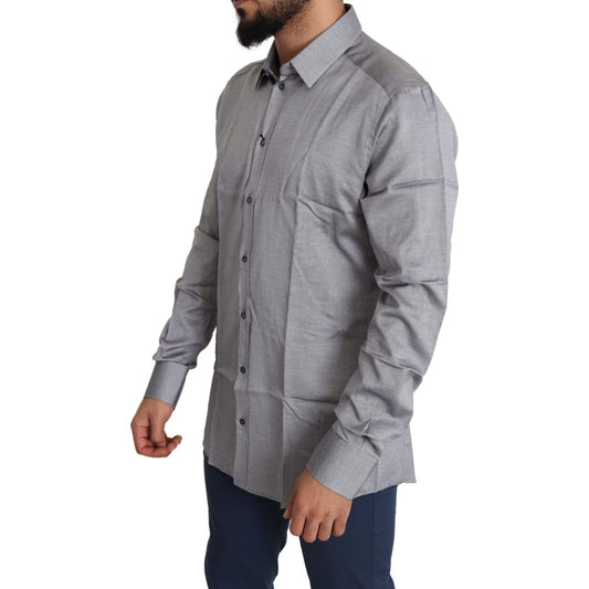 Dolce & Gabbana Elegant Gray Slim Fit Cotton Dress Shirt Dolce & Gabbana Slate Gray
