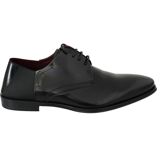 Dolce & Gabbana Elegant Black Leather Derby Shoes Dolce & Gabbana Dark Slate Gray