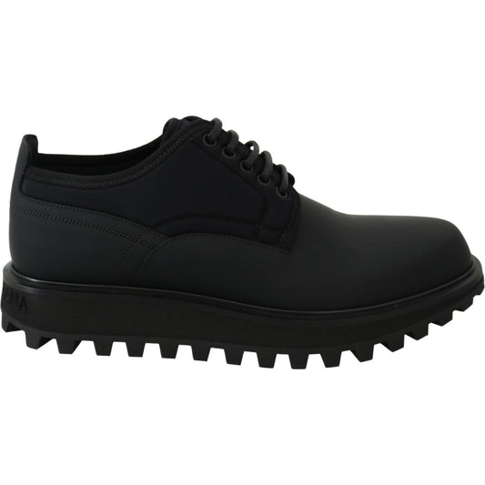 Dolce & Gabbana Elegant Black Calfskin Derby Shoes Dolce & Gabbana Black
