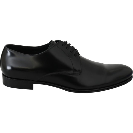 Dolce & Gabbana Elegant Black Leather Derby Shoes Dolce & Gabbana Black