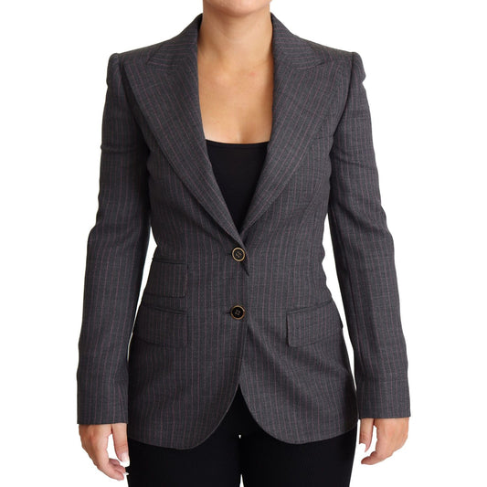 Dolce & Gabbana Elegant Gray Stretch Wool Blazer Coats & Jackets Dolce & Gabbana Dark Slate Gray